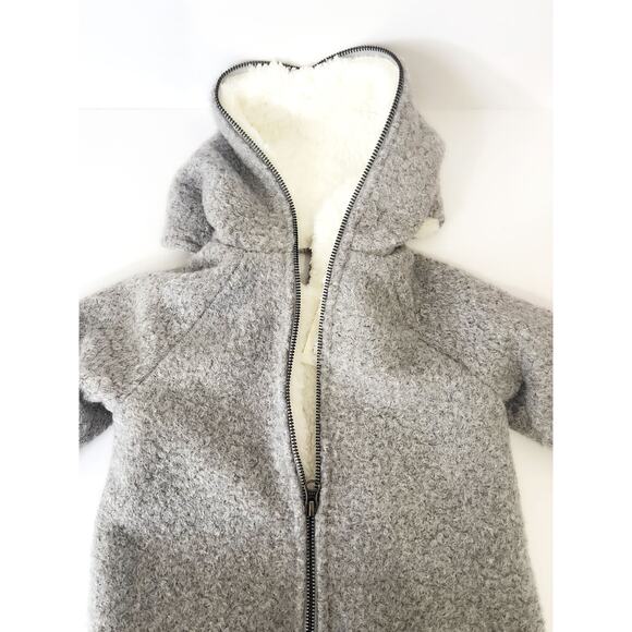 FINA EJERIQUE NWT Baby Faux Sheepskin Hooded Coat in Gray Size 12M - Picture 9 of 12
